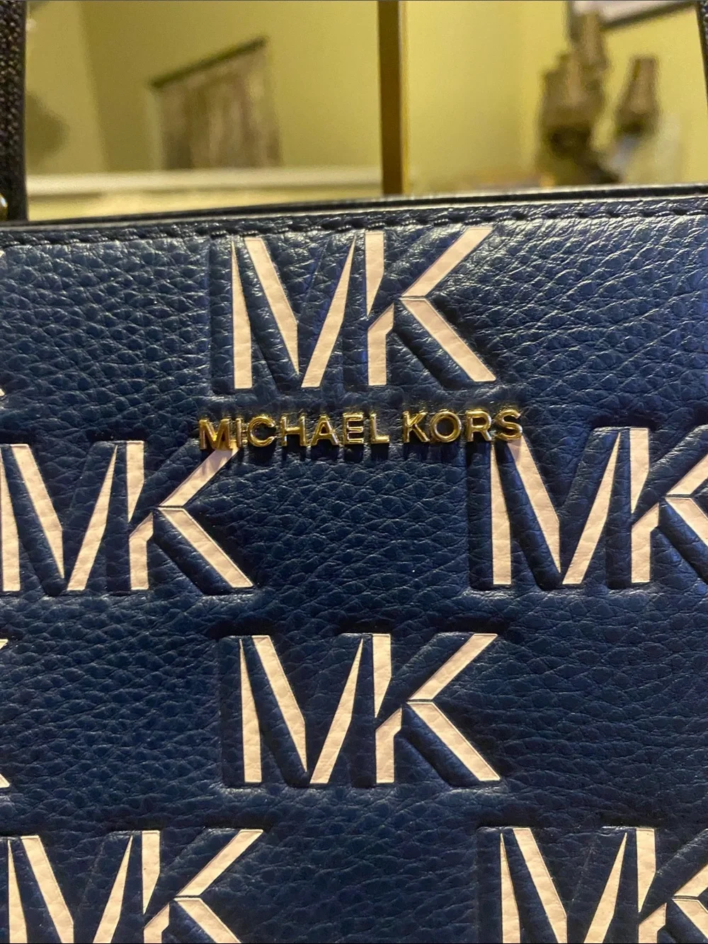 Michael Kors Navy and White MK Signature Tote - Picture 2 of 6